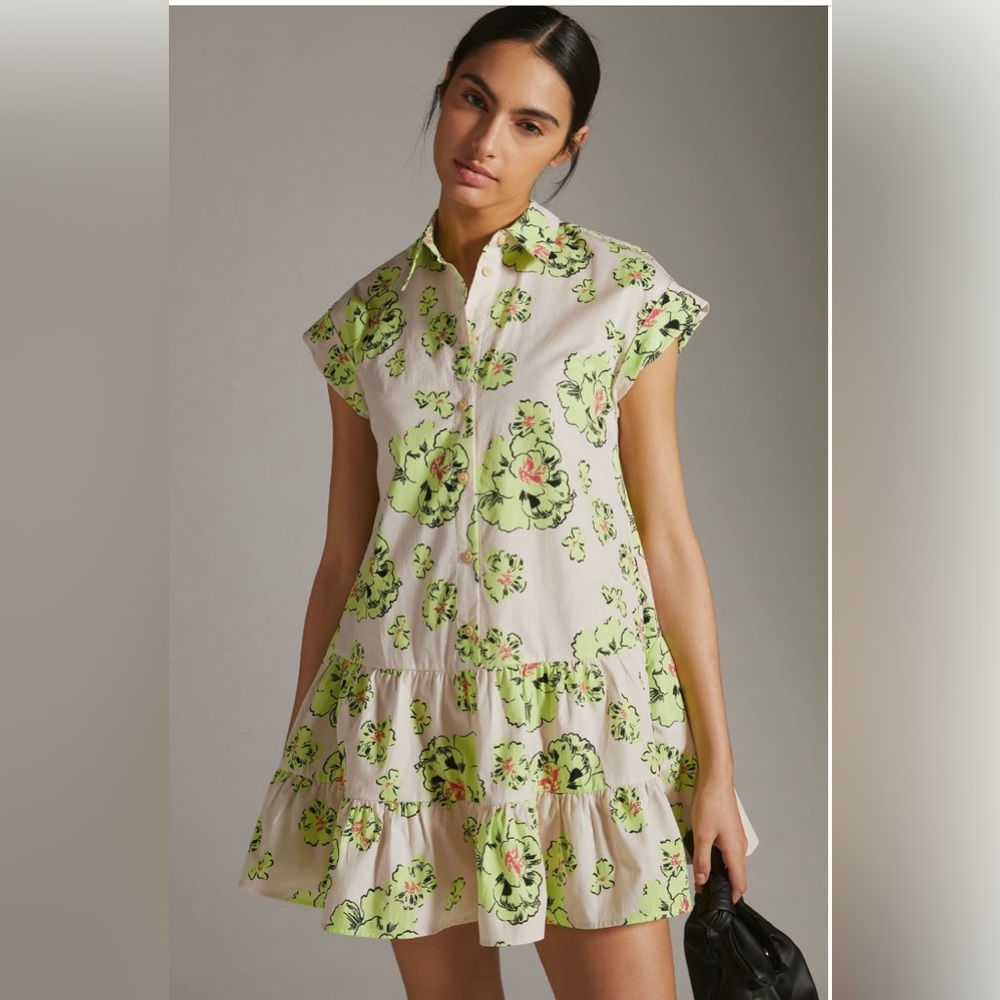Anthropologie - Maeve Swiss-Dot Tired Mini Dress